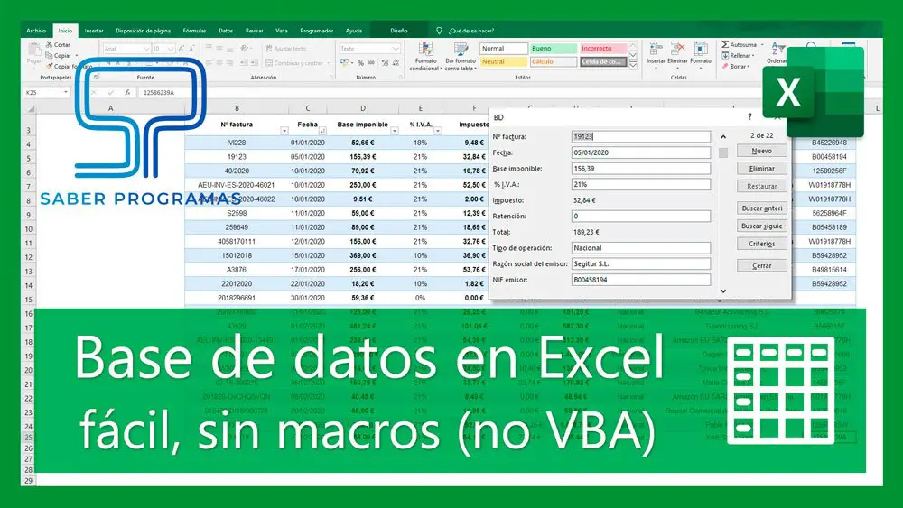 Base de datos en Excel | Saber Programas