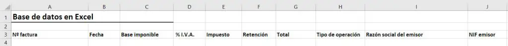 base de datos en Excel